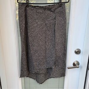 Vintage Teenflo Maurice Tarica 10 Asymm Raw Edged Wool Blend Knee Length Skirt